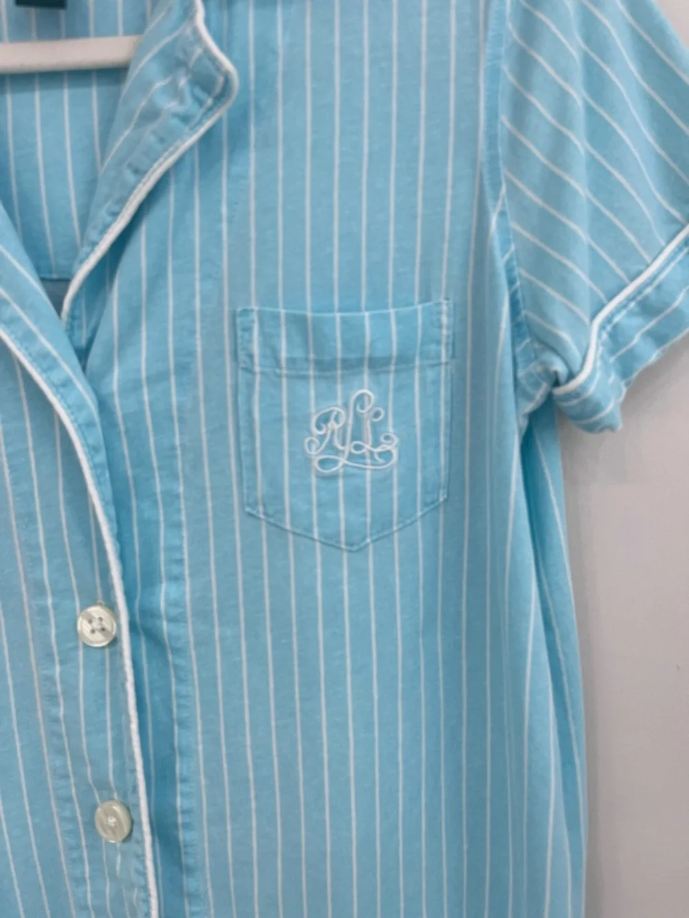 Lauren Ralph Lauren Women's Sz S 2-Pc Striped Bingham Bermuda Cotton Pajama Set